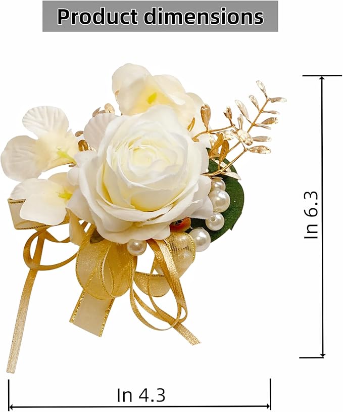Champagne Rose Boutonniere for Men 8 Pcs-Groomsmen and Groom Boutonniere for Wedding, Prom and Anniversary,Formal Dinner Party & Ring Bearer Accessories(B)