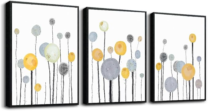 Black Framed Wall Art For Living Room Bedroom Wall Hanging Decor Office Decor Abstract Watercolor Painting Flowers Wall Pictures Kitchen Wall Decoration Artwork Home Decor 3 Piece Framed Art Prints