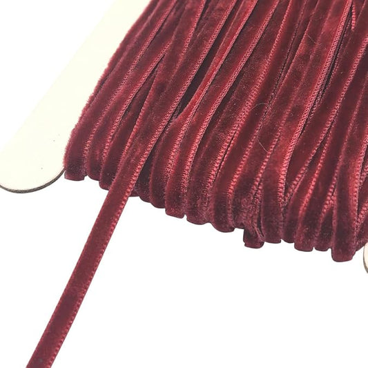 Chenkou Craft Dark Red 25 Yards 1/8" 3mm Velvet Ribbon Lots Bulk (Dark red, 1/8"(3mm))