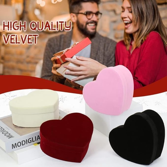 GnFlus Black Heart Shaped Gift Boxes with Lids for Presents 4 Pack Velvet Nesting Gifts Box for Arrangements Flowers Valentines Christmas Thanksgiving Wedding Birthdays Bridesmaid Anniversary Party