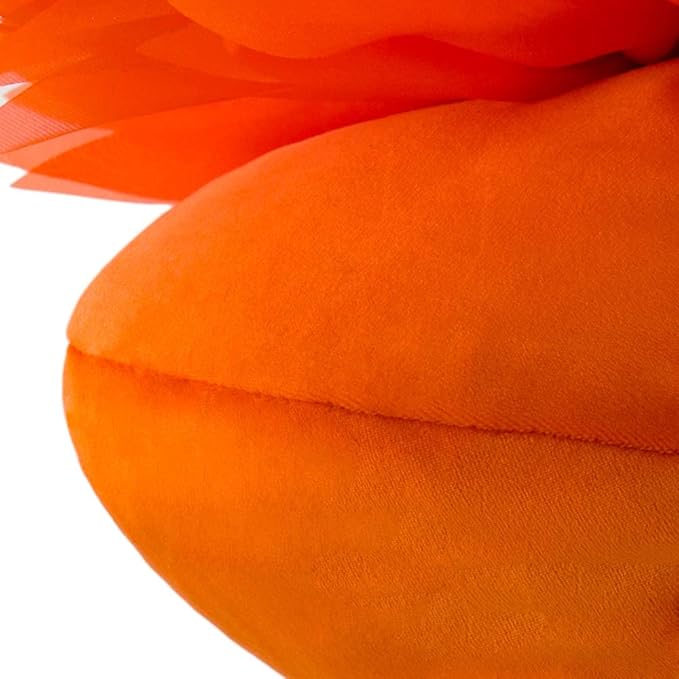 3D Flower Throw Pillow Decorative Daisy Accent Pillows Handmade Cute Round Velvet Floral Cushion with Insert for Couch Bed Chair Car Living Room Bedroom Home Decor 12Inch Vibrant Orange