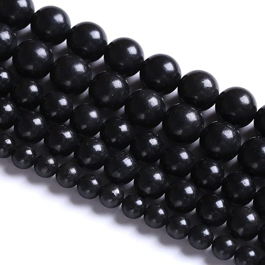 8MM 46PCS Natural Stone Shungite Beads Crystal Loose Beads for Jewelry Making DIY Bracelet
