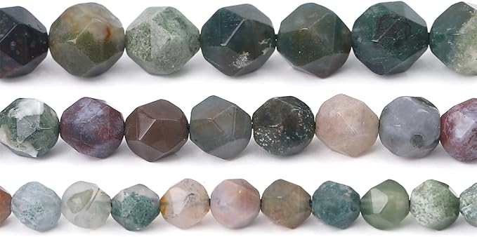 Faceted Natural Indian Agate Stone Round Beads 10mm 36cm/Strand for Jewelry Making