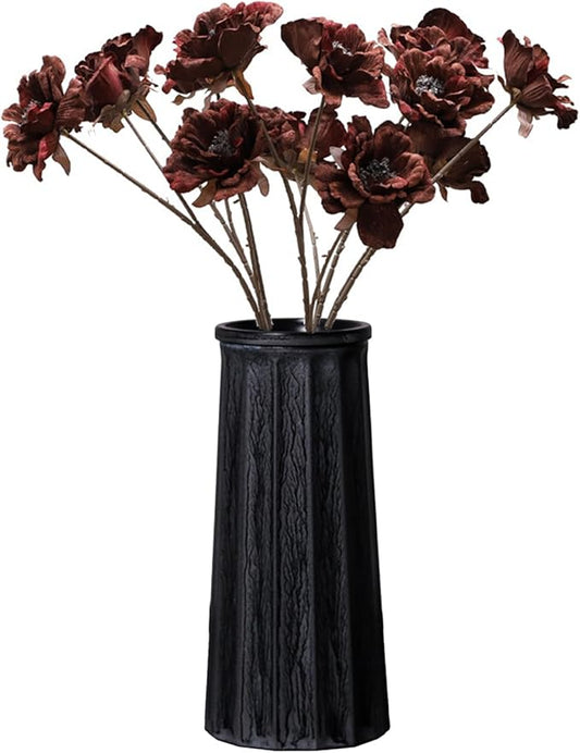 Black Vintage Vase, 10 Inches Antique Glass Vase Rustic European Unique Chic Style for Tabletop, Kitchen, Office, Living Room Decoration