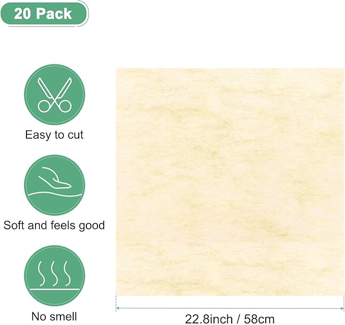 M METERXITY 20-Sheet Korean Cotton Wrapping Flower Paper, Waterproof Floral Wrapping Cotton Paper for Bouquets/Gift Packaging [Yellow]