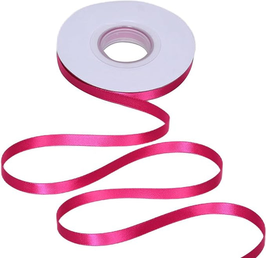 YAMA Hot Pink Double Faced Satin Ribbon 3/8 Inch 25 Yards Hot Pink Fabric Ribbon for Gift Wrapping Crafts Bows Wedding Party Decoration