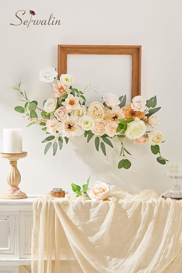Serwalin Artificial Champagne Flowers, Silk Fake Flowers for DIY Wedding Bouquets Cake Flower, Table Centerpieces Baby Shower Birthday Party Home Decorations