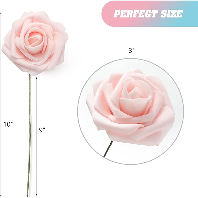 DerBlue 60pcs Artificial Roses Flowers Real Looking Fake Roses Artificial Foam Roses Decoration DIY for Wedding,Arrangements Party Home Decorations (Shades of Dusty, 60pcs Regular 3")