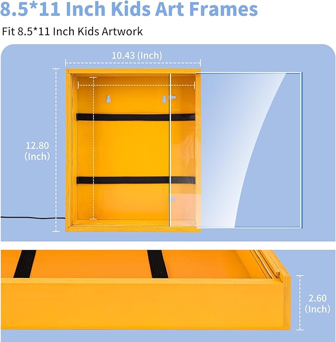 Shadow Box with LED Light Dried Flowers Collectible Shadow Frame Changeable Artwork Display & Storage Frame Wall-mounted & Tabletop (Blue)