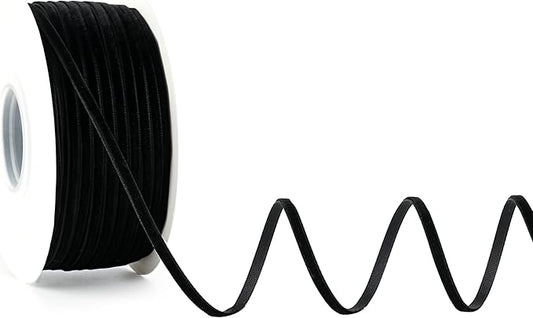 MAYREEL Black Velvet Ribbon 1/8 Inch Vintage Thin Ribbon for Wedding Invitations Gift Wrapping Party Favor Boxes Crafts 50 Yards