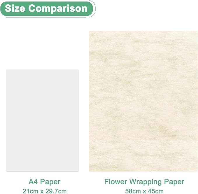 M METERXITY 114-Sheet Korean Cotton Wrapping Flower Paper, 22.8x17.7 Inch/ 58x45cm Waterproof Floral Wrapping Cotton Paper for Bouquets/Gift Packaging [Light Beige]