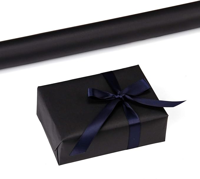 RUSPEPA 30"x 393"(32.8') Black Kraft Wrapping Paper Large Jumbo Roll, Recyclable Art Gift Wrap Paper for Gift Wrapping, Table Covering, Kid Craft Supplies, Bouquet Flower, Poster Bulletin Board, 80GSM
