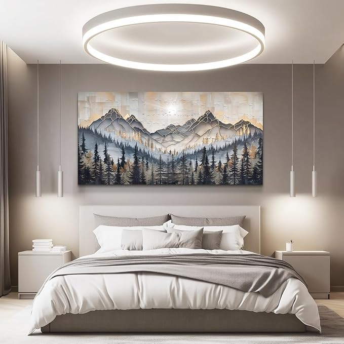 PHAOHUAXM Large Canvas Wall Decor For Bedroom Large Wall Art For Living Room Dining Room Modern Office Abstract Ink-Wash Landscape Mountain Wall Pictures Artworks Home Decor Ready To Hang 30"X60"