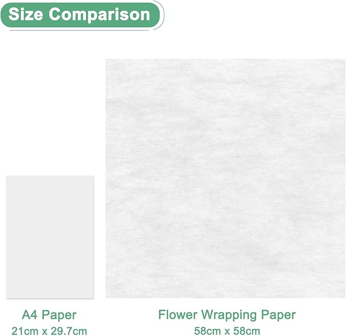 M METERXITY 60-Sheet Korean Cotton Wrapping Flower Paper, Waterproof Floral Wrapping Cotton Paper for Bouquets/Gift Packaging [White,Black,Gray]