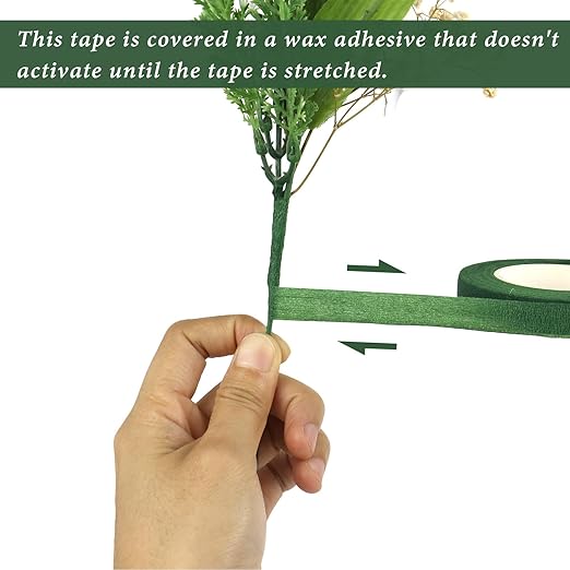 BOMEI PACK Dark Green Floral Tape 12 Rolls 1/2 inch x 30yds for Fixing, Decorating Flower Bouquets, and Bouquet Wrapping