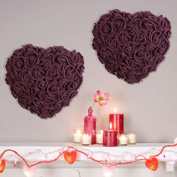 IPOPU Foam Roses Artificial Flowers,100Pcs Stemless Plum Foam Fake Roses Heads 3inch Faux Flower for DIY Crafts, Wall Decorations, Wedding Centerpieces Bouquets, Bridal Shower, Party Home Decor(Plum)