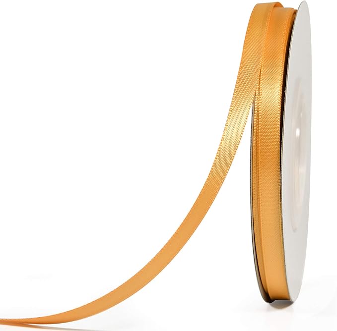 YAMA Gold Double Face Satin Ribbon Roll 1/4 Inch 25 Yards Thin Gold Ribbon for Gift Wrapping Ribbons Decorations DIY Crafts Arts