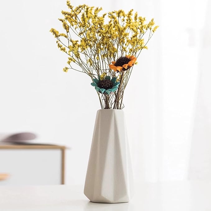 Modern White Small Ceramic Vase Set of 6 for Living Room Bedroom Office 5.9'' Minimalist Fresh Flower Vases for Home Decor Fireplace Centerpieces Nordic Style Gift for Fake Plant 6 Pack