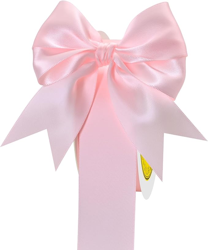 Double Face Lt.Pink Satin Ribbon 1-1/2 inch X 50 Yards Polyester Lt.Pink Ribbon for Gift Wrapping Very Suitable for Weddings Party Hair Bow Invitation Decorations and More