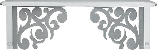 Touch of Class Noble Scrolls Metal Wall Shelf | Silver | Scrolling Designs | Display Shelves for Bedroom, Living Room, Bathroom, Entryway, Office, Hallway