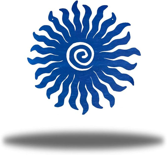 Riverside Designs Sunburst Metal Wall Art Steel Outdoor Decor - Heavy-Duty and Waterproof - Made in USA (18", Blue)