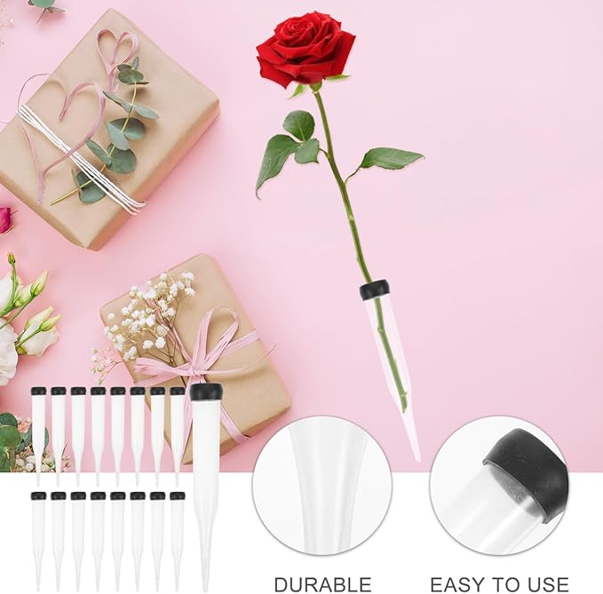 50pcs Transparent Plastic Flower Water Tubes for Fresh Flower Nutrition Floral Water Retention Tubes Florist Supplies for Home Craft
