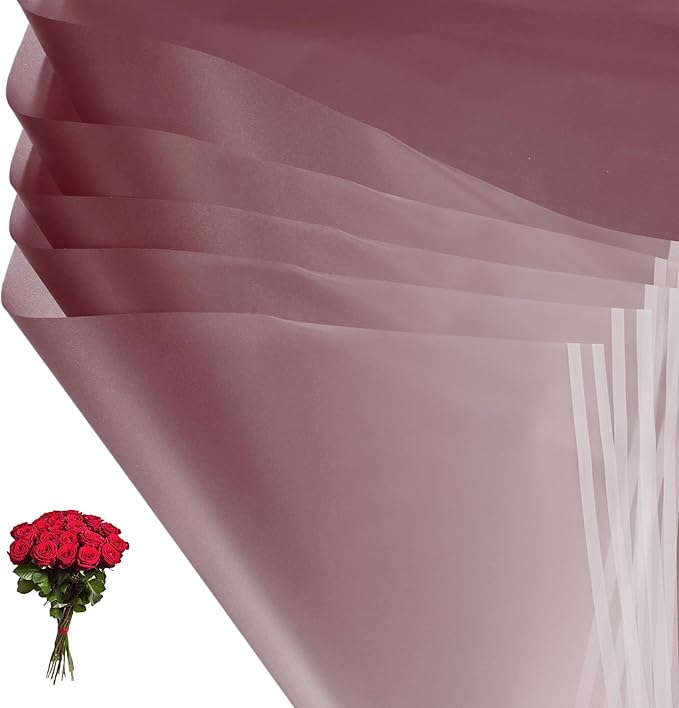 PATIKIL Flower Gift Wrapping Paper, 20 Sheets Waterproof Bouquet Paper Wrap Florist Supplies Packaging Floral Papers for Wedding DIY Craft Valentine Mother's Day, Dark Red