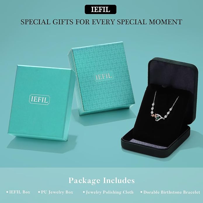 Iefil Christmas Gifts for Women - Birthstone Bracelet for Women, 925 Sterling Silver Rose Heart Charm Bracelets, Anniversary Birthday Gifts for Women Wife Mom Daughter, 6"+2"