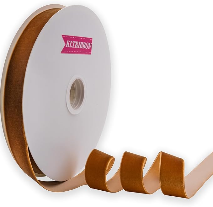 Nylon Velvet Ribbon Single Faced,1 Inch X 25Yards Spool (Ginger)