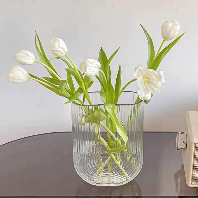 Clear Acrylic Trumpet Vase, Elegant Transparent Decorative Centerpiece for Flowers, Non-Breakable Lightweight Plastic Bouquet Vase for Dining Table, Wedding, Office, and Home Decor