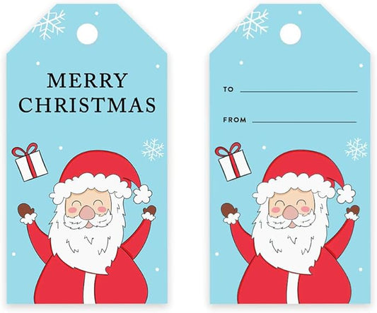Andaz Press Christmas Holiday Season Classic Gift Tags, Merry Christmas to from Classic Favor Tags, Happy Santa Claus Design, for Holiday Events, Parties, and Favors, 60-Pack