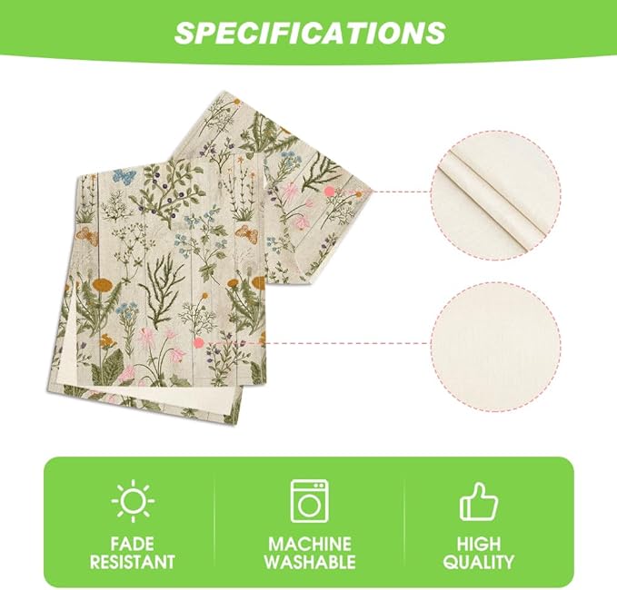 Artoid Mode Wood Wild Flowers Floral Spring Table Runner,Seasonal Summer Kitchen Dining Table Decoration for Home Party Decor 13x72 Inch