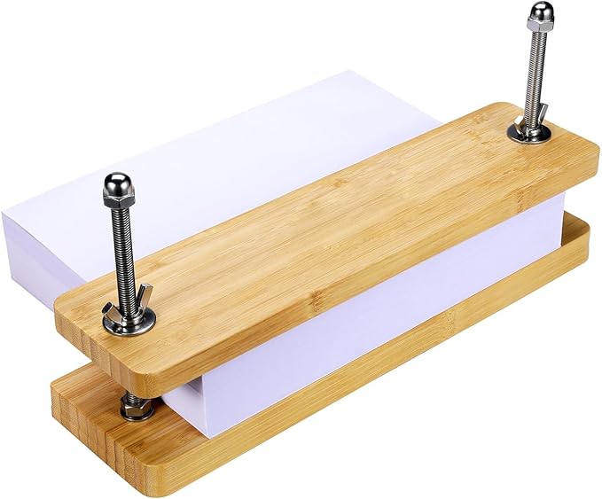 Book Press - Bamboo Wood Bookbinding Press for Craft Enthusiasts - Anti-Slip Mat, Portable & Handmade Book Binding Tool (Book Press)