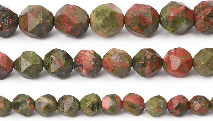 Faceted Natural Unakite Stone Round Beads 6mm 36cm/Strand for Jewelry Making