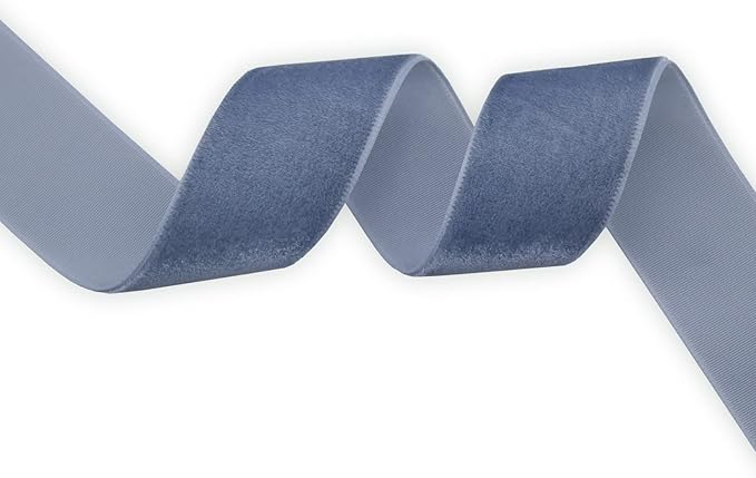 Tempest Blue Grey Single Face Velvet Ribbon,1 Inch X 25Yards,for Sewing, Gift Wrapping, Jewelry Making, Wedding Decorating