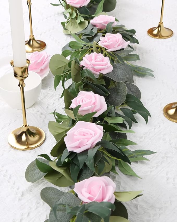 IPOPU Artificial Rose Flower Heads, 100pcs Real Looking Light Pink Foam Fake Roses for DIY Wedding Baby Shower Centerpieces Arrangements Party Tables Home Decorations (Light Pink, Stemless)