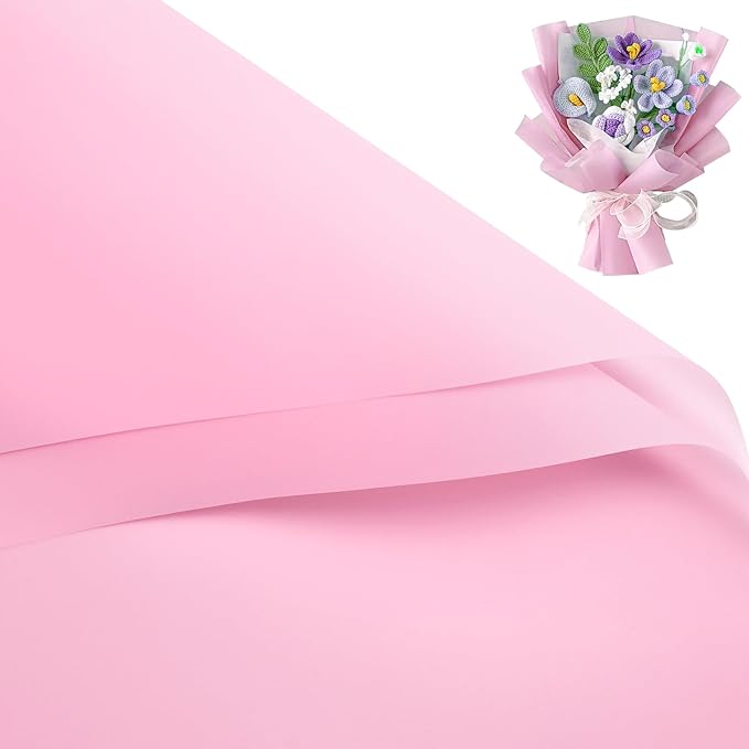 WRAPAHOLIC 20 Sheets Flower Wrapping Paper - 22.4 x 22.4 inch Pure Light Pink Water-Resistant Floral Bouquet Wrapping Paper, Florist Supplies Packaging for Wedding Birthday Gift DIY