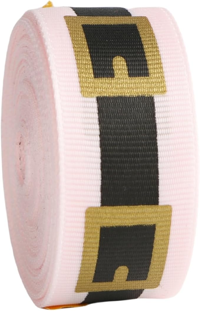 Pink Santa Belt Ribbon 1 Inch 20 Yards Pink Merry Christmas Vintage Fabric Craft Ribbon for Christmas Gift Wrapping Wreath Bow DIY Crafts Supplies (Pink Santa Belt)