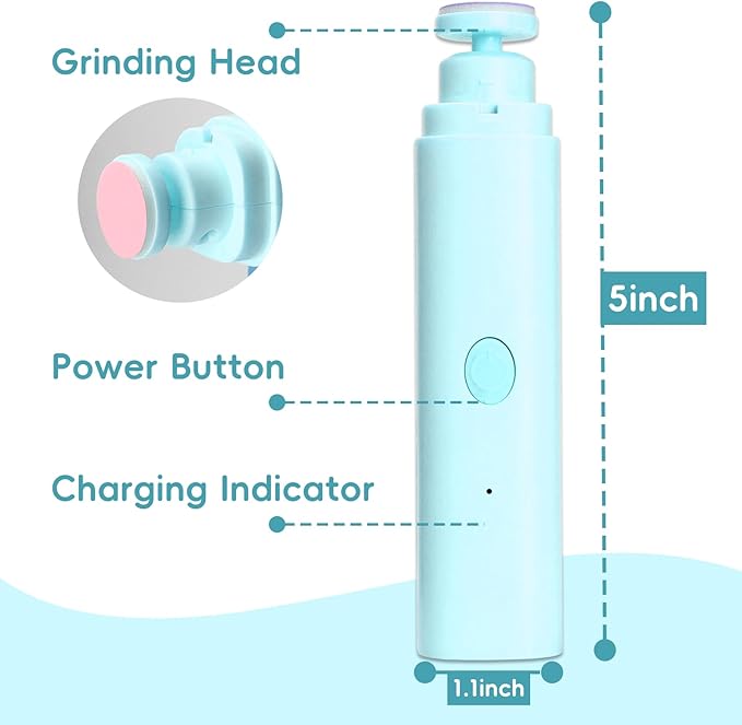 Baby Nail Trimmer Electric, Rechargeable Baby Nail Clippers, Baby Nail File Manicure Set with 6 Grinding Heads for Toddler, Newborn (Blue)