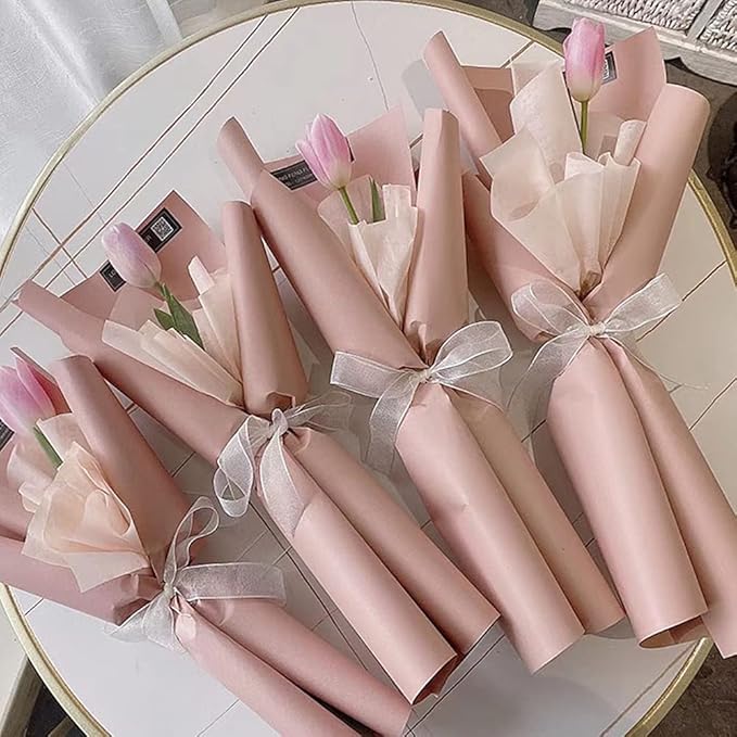 BBJ WRAPS Single Color Flower Wrapping Paper, Waterproof Floral Bouquet Wrapping Paper, Flower Paper Wraps for Florist Supplies, 23x23 Inch - 20 Sheets (Flesh Pink)