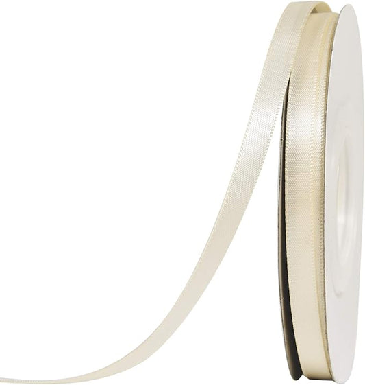 YAMA Ivory Double Face Satin Ribbon 1/4 Inch 25 Yards Ivory Cream Fabric Ribbon for Gift Wrapping Ribbons Decorations DIY Crafts Arts
