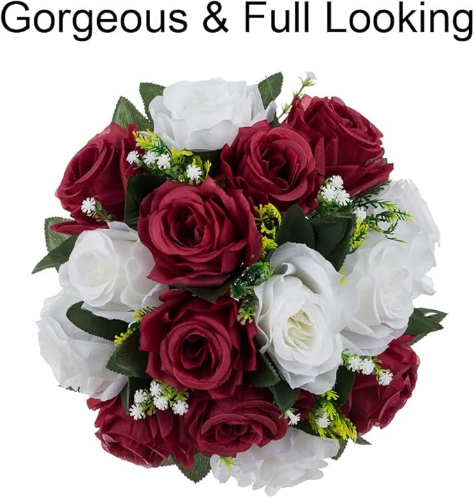 Flower Centerpieces for Wedding Tables: Wedding Table Decorations Burgundy & White Flower Balls Centerpieces for Engagement Cerebration Party Center Pieces 2 Packs