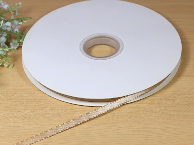 Khaki Satin Ribbon 1/4 inch - 6mm x 100yards - Double Faced Silk Fabric - Flower Boutique Gift Wrapping - DIY Crafts, Hair Headband, Wedding Decorations