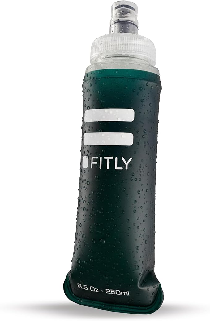 FITLY Soft Flask - Shrink As You Drink Soft Water Bottle for Hydration Pack - Folding Water Bottle Ideal for Running, Hiking, Cycling, Climbing & Rigorous Activity
