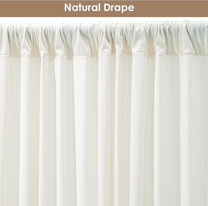 20x10ft Wrinkle Free Ivory Backdrop Curtain for Parties Soft Fabric Drapes Wedding Ivory Curtain Backdrop for Birthday Party Decorations Background for Photography 5x10ft,4 Panels