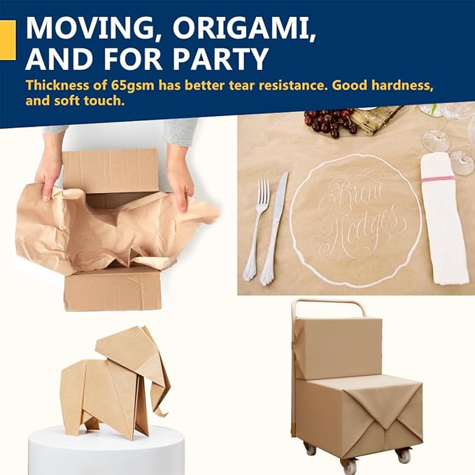 PerkHomy Brown Kraft Paper Roll 17.5" x 1,800" (150') for Gift Wrapping Bulletin Board Craft Art Bouquet Flower Packing Moving Shipping Floor Covering Table 70GSM 50LB (Brown, 17.5" x 150')