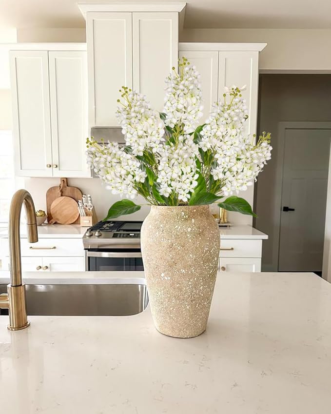 Artificial Lilac Flowers 30" Tall – Set of 3 Silk Lilac Flower Stems for Home Decor, Wedding Centerpieces, Faux Floral Arrangements – White Artificial Flowers for Vase, Spring & Farmhouse Décor