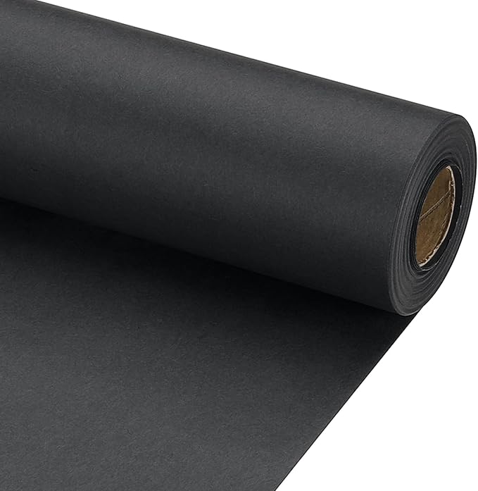 PATIKIL Wrapping Paper, 20" x 600"(49') 70 GSM Craft Paper Roll Kraft Packing Paper for Poster Bulletin Board, Gift Wrapping, Black