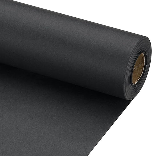 PATIKIL Wrapping Paper, 20" x 600"(49') 70 GSM Craft Paper Roll Kraft Packing Paper for Poster Bulletin Board, Gift Wrapping, Black