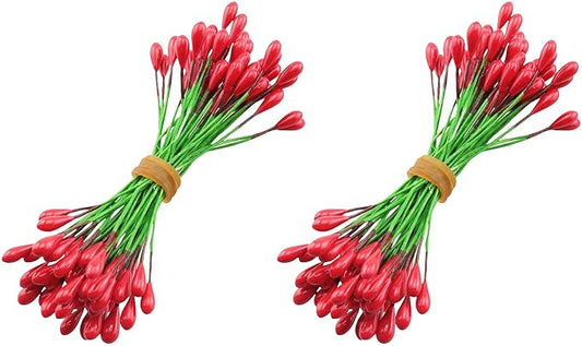 TAODAN 100PCS Length 80mm Artificial Circular Pistil Handmade DIY Bouquet Materials with Wire Suitable for Wedding Gifts Greeting Card Photo Albums Decorative Items